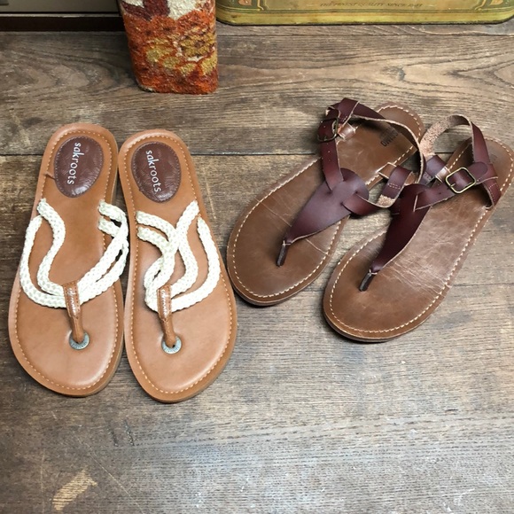 Women’s Size 8 Sandals Brown Creme - Picture 1 of 6